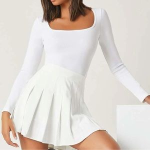 White Square Neck Top